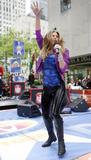 Fergie in tight leather trousers performs on the NBC Today television show in New York