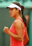 Ana Ivanovic shows some pokies in red outfit at 2008 French Open at Roland Garros in Paris